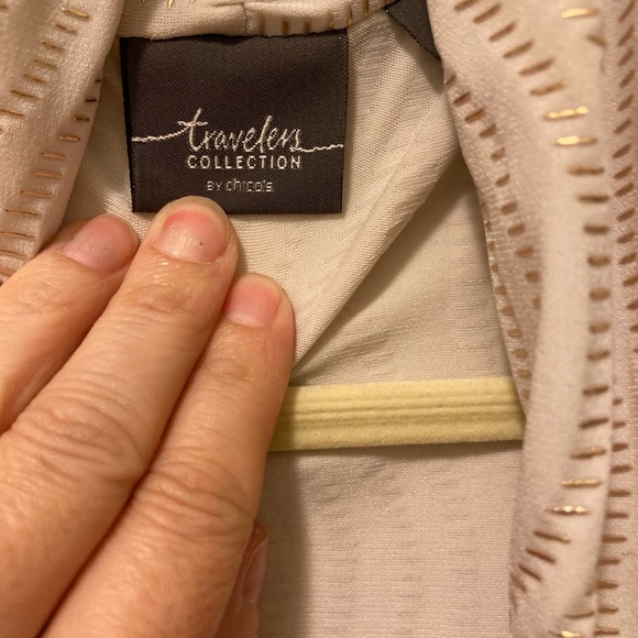 Chicos Travel Collection White and Gold Draped Cardigan Size Small Medium - Picture 8 of 9